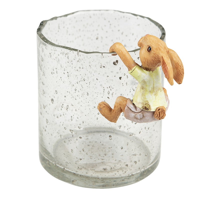 FIGURINA CONIGLIO 5X5X9 CM MARRONE GIALLO POLIRESINA ACCESSORI PER LA CASA