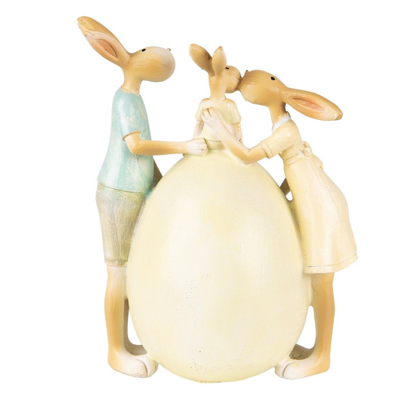 FIGURINA CONIGLIO 17 CM VERDE GIALLO POLIRESINA ACCESSORI PER LA CASA