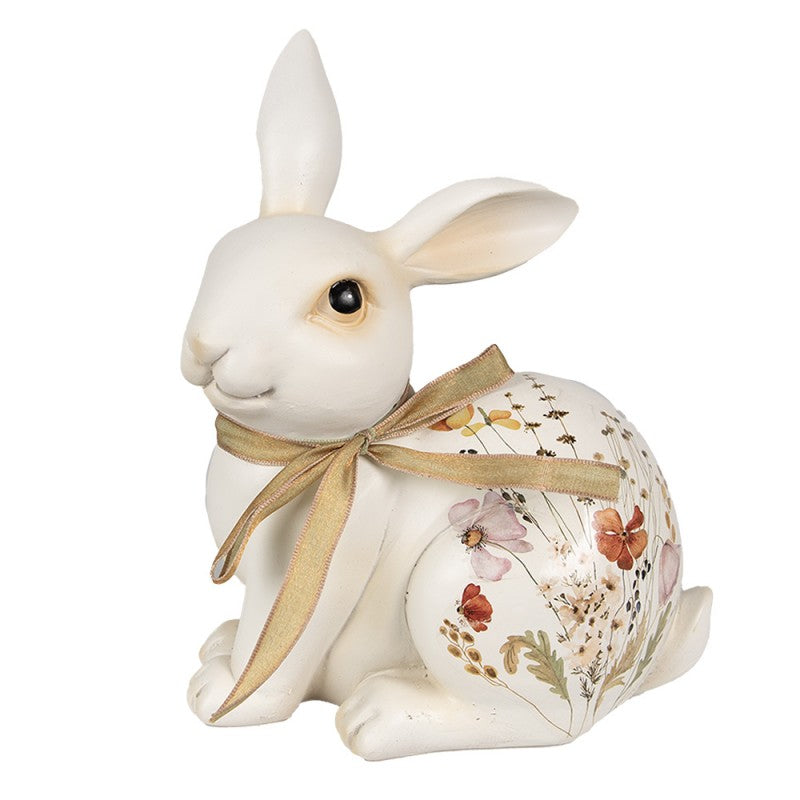 6PR4126 Statuetta Coniglio 20 cm Beige Poliresina Decorazione di Pasqua