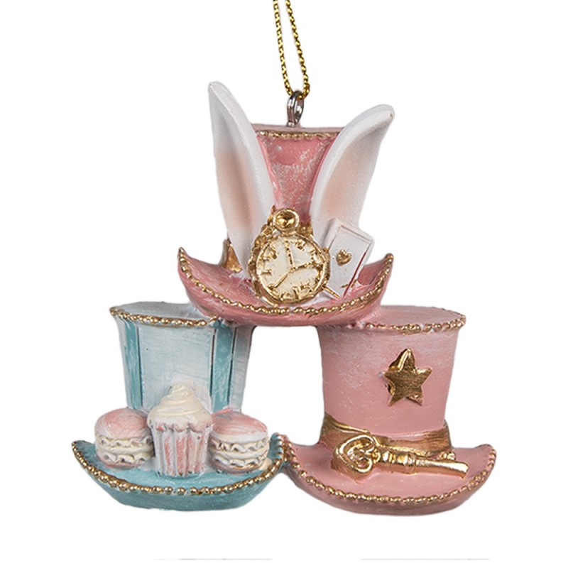 6PR4155 Ciondolo di Pasqua Cappello 7 cm Rosa Blu Poliresina Decorazione pendente