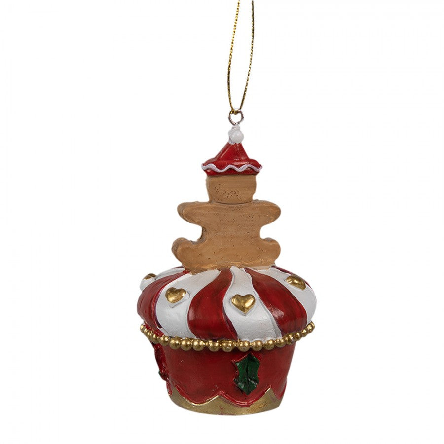 6PR4208 Ornamento Natalizio Uomo di pan di zenzero Ø 5x8 cm Rosso Plastica Decorazioni Albero Natale