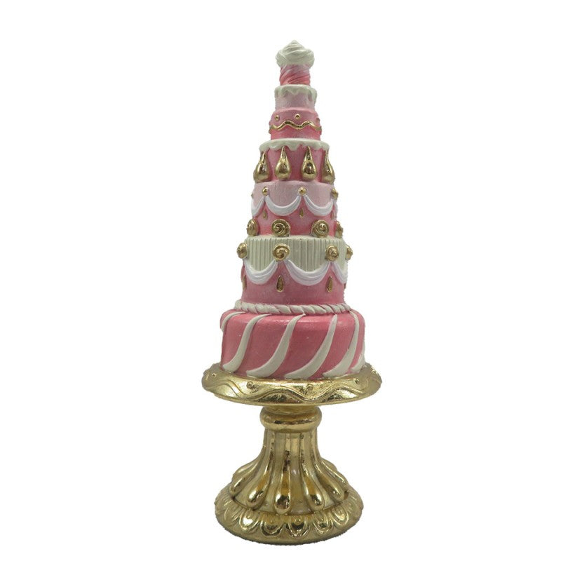 6PR4220 Statuetta decorativa Torta Ø 8x 21 cm Rosa Plastica