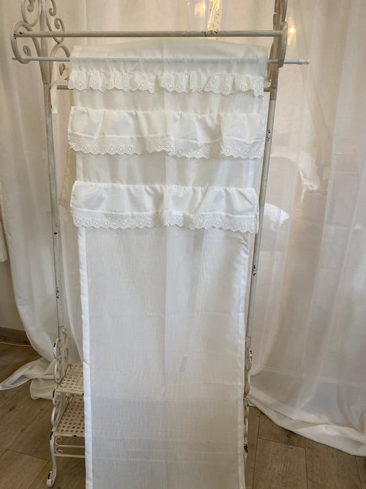 Vetrage con balze in pizzo sangallo 200x51cm