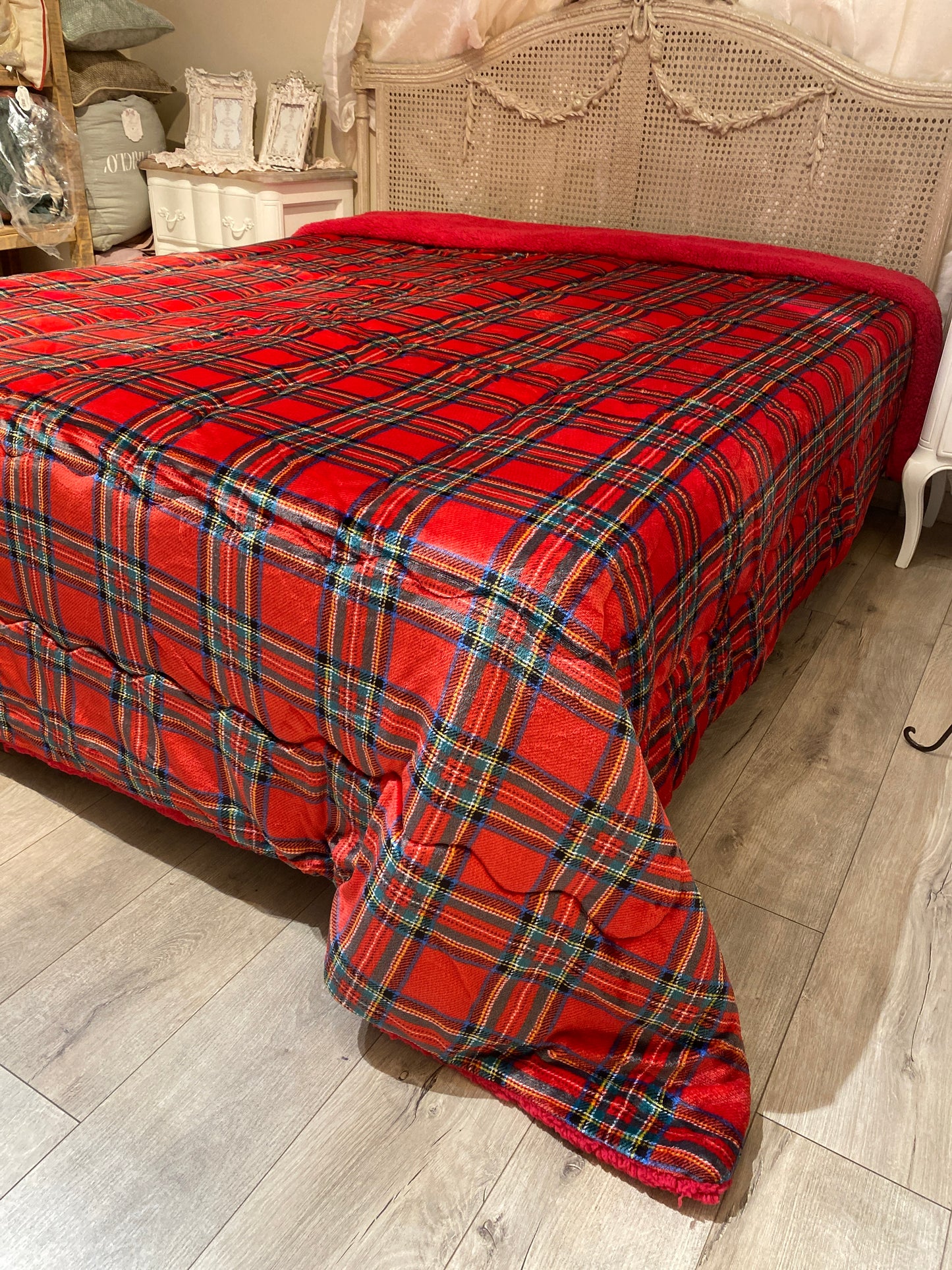 Trapunta matrimoniale tartan in velluto