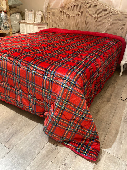 Trapunta matrimoniale tartan in velluto