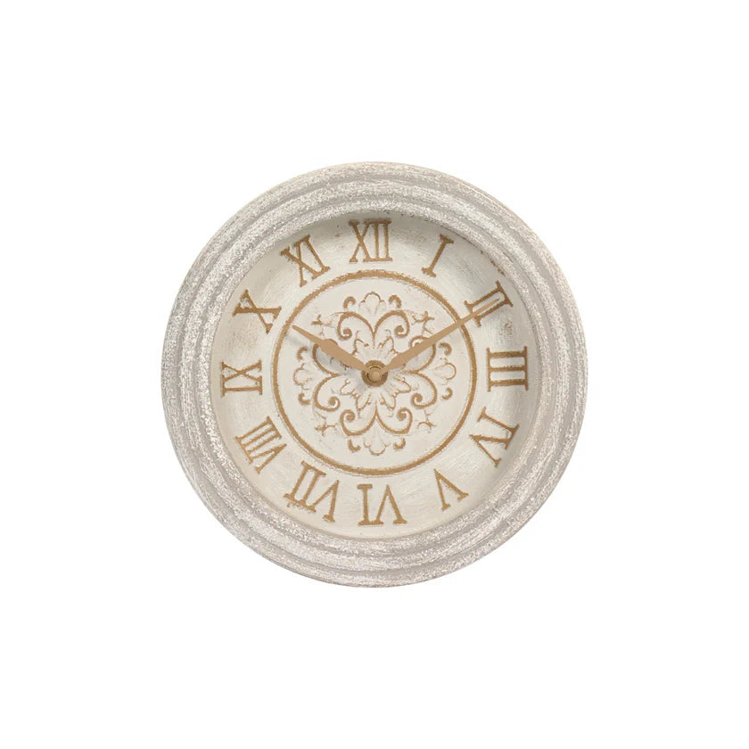 Nuvole di Stoffa Orologio tondo romani in legno effetto anticato "Danidè" D35x4.5 cm