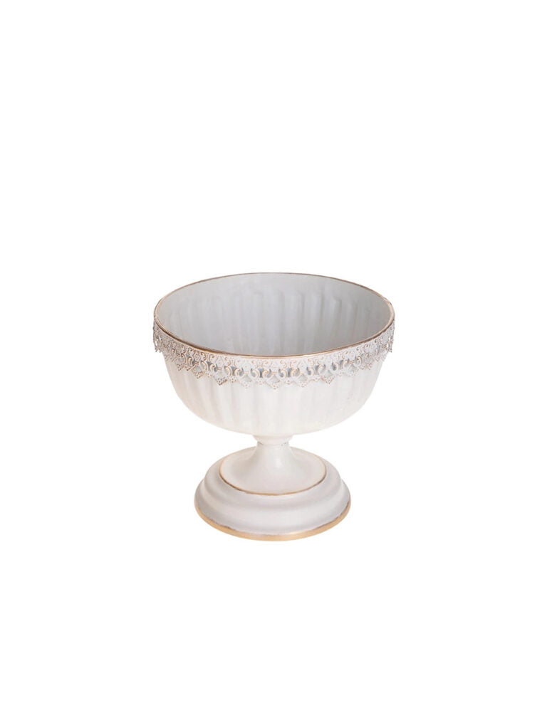 Coppa merletto-metal-bianco spazzolato-diam.20×19 cm-brandani 80849
