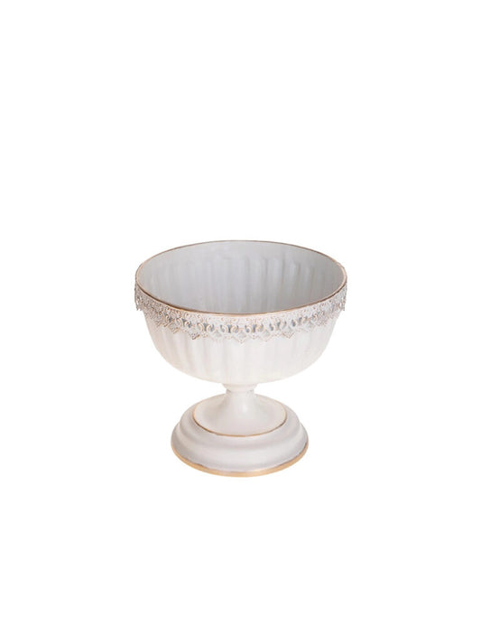 Coppa merletto-metal-bianco spazzolato-diam.20×19 cm-brandani 80849