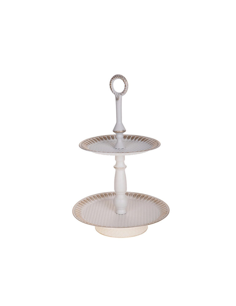Alzata metal-diam.27×43 cm-bianco spazzolato-brandani 80852