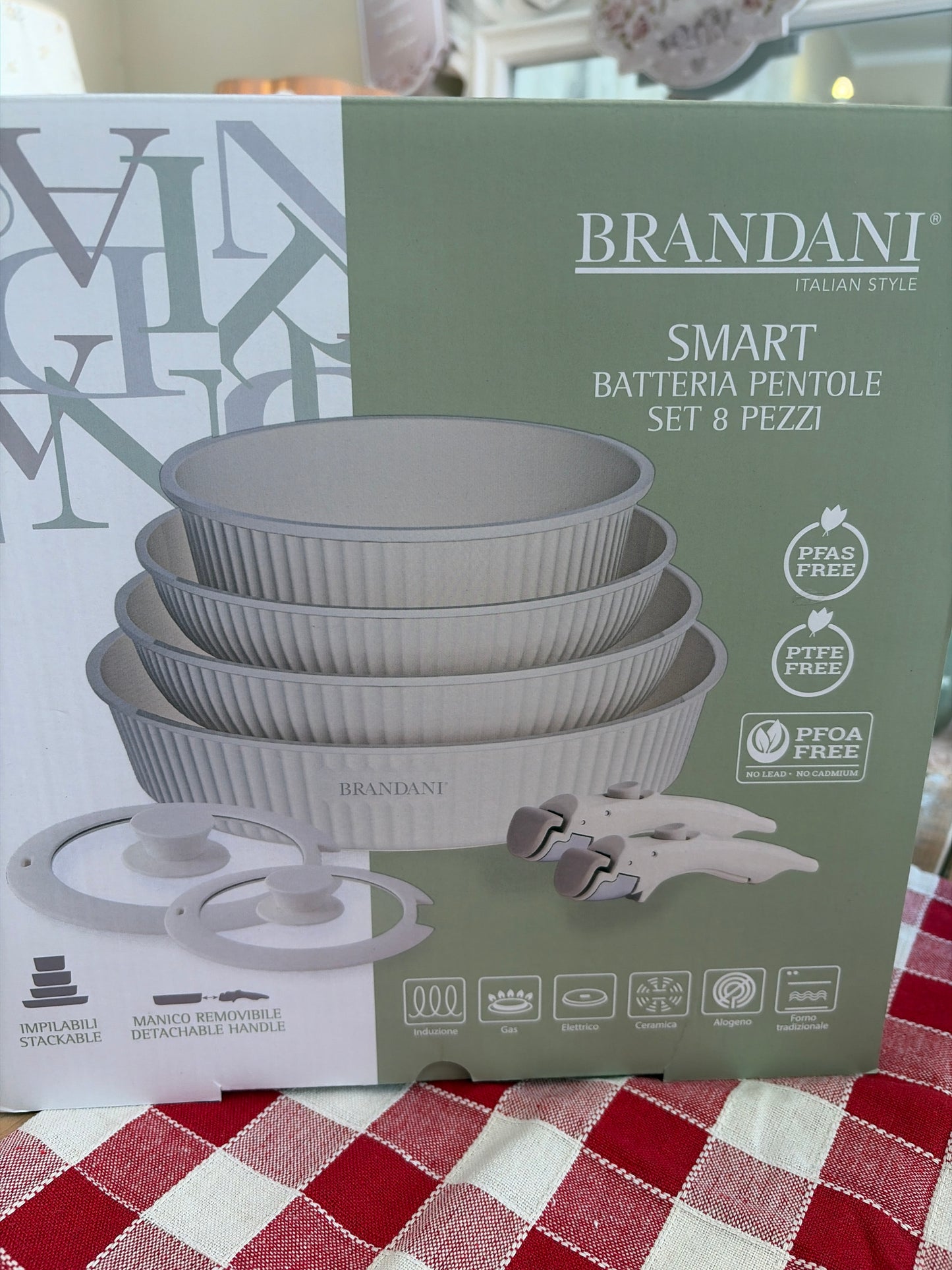 BRANDANI SMART BATTERIA PENTOLE SET 8 PEZZI ACCIAIO INOX