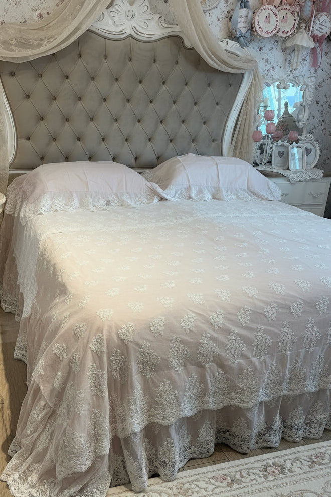Copriletto total pizzo julia con coppia di copriguanciali