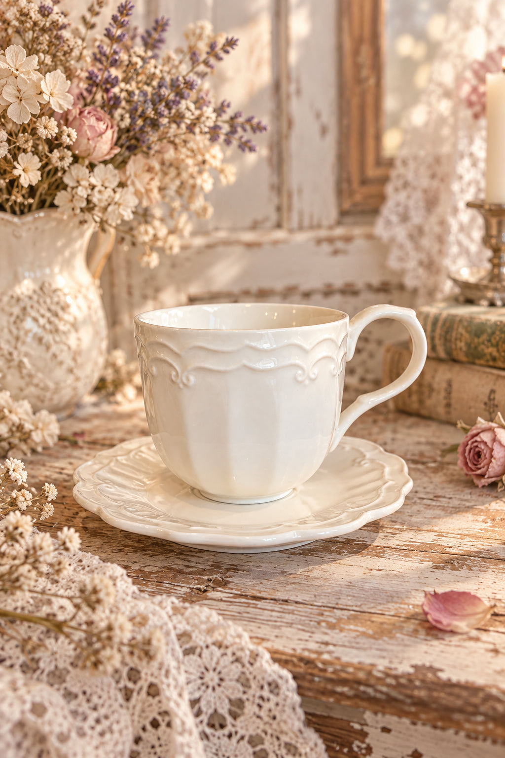 Tazza con piattino Jadis 180 ML.             14x14x8