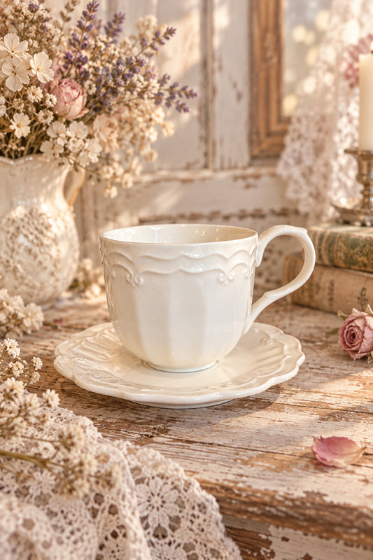 Tazza con piattino Jadis 180 ML.             14x14x8