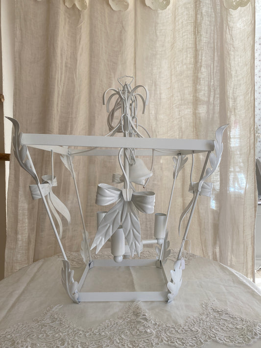 Lampadario lanterna modello fiocco bianco 3 luci misura 40x37