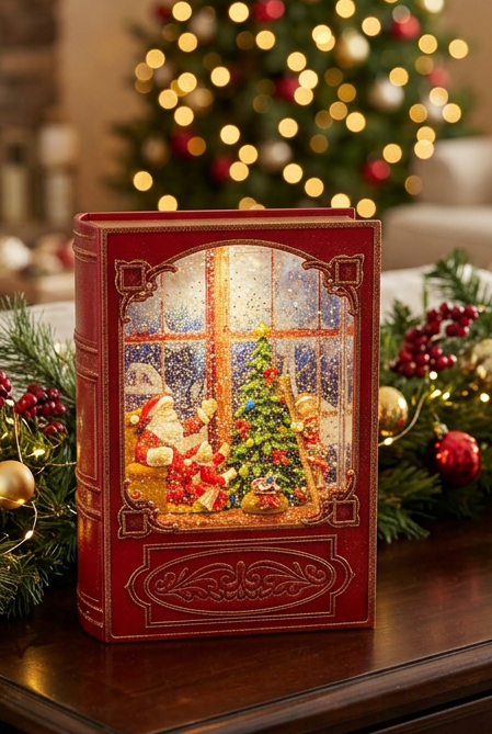 Libro con babbo natale con luci in movimento wl 53