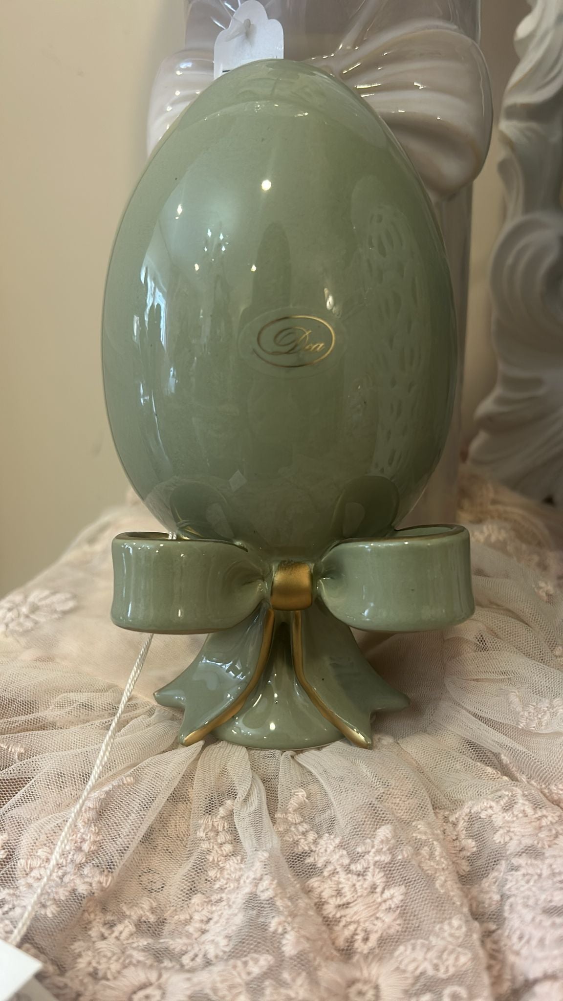 UOVO DECORATIVO DES CAPODIMONTE VERDE SALVIA 18HCM