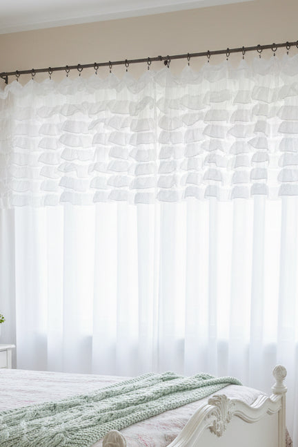 Telo tenda garza telo con la 10 roushes misura 150x300 colore bianco
