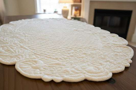 Centro tavolo Blanc Mariclo in Boutis misura 45x70 colore bianco