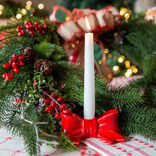 Portacandela a forma di fiocco rosso in ceramica Blanc Mariclò A38868  8016012749693