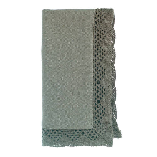 Blanc Mariclo Tovagliolo Infinity Verde con Pizzo 40×40 cm