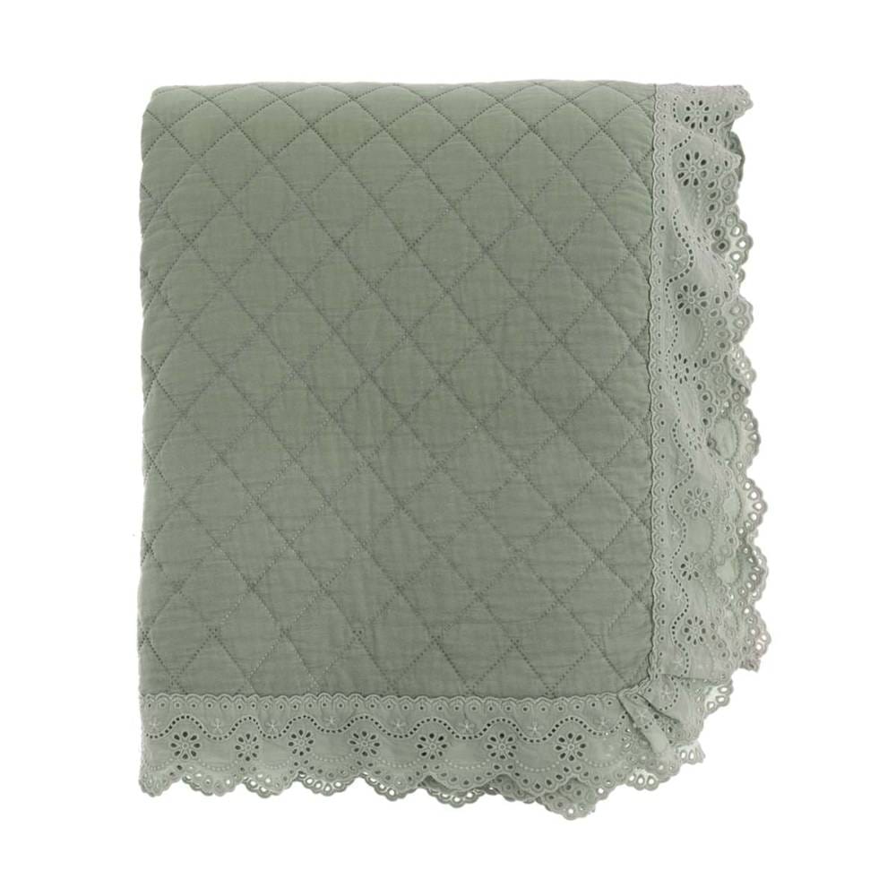Blanc MariClo Trapunta matrimoniale Verde Salvia con pizzo sangallo 220x260 + 2 copriguanciali