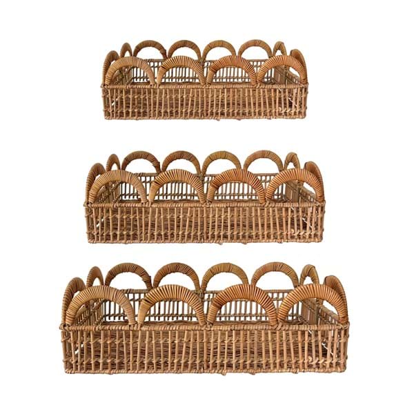 VASSOI IN RATTAN 3 MISURE   A39324