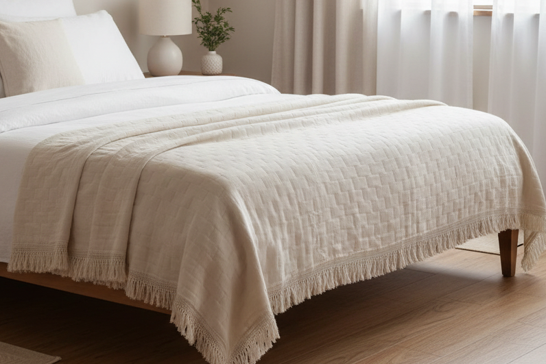trapunta con frange Blanc mariclo'