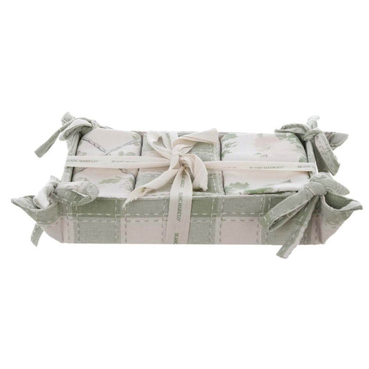 Blanc Mariclò Cestino Vichy Verde con 3 Canovacci Rami d’Amore