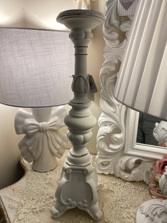 Candeliere in resina bianco 51x13cm