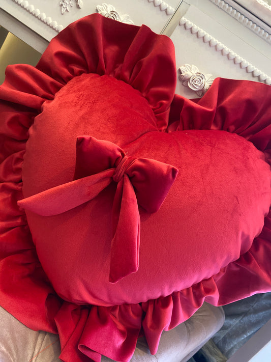 Cuscino fiocco velluto rosso 40x35+10 la balza