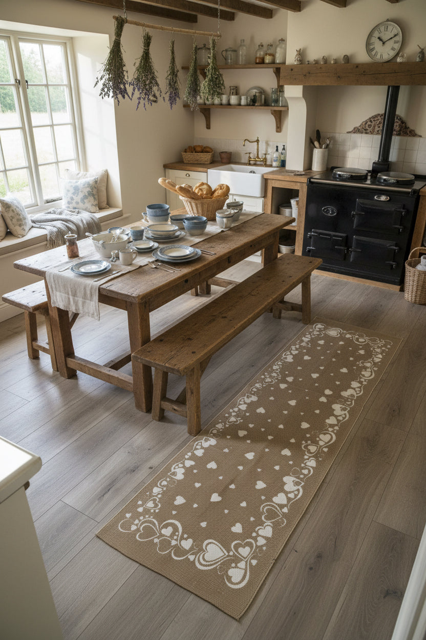 Tappeto con cuoricini 100%cotone misura 50x200
