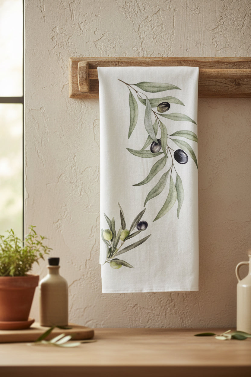 Canovaccio decoro ramo ulivo, misura 50 × 70, 100% cotone