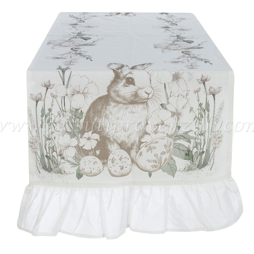 Blanc Mariclo runner/striscia centrotavola decoro conigli cm.70x180 art A37657