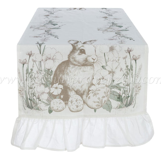 Blanc Mariclo runner/striscia centrotavola decoro conigli cm.70x180 art A37657