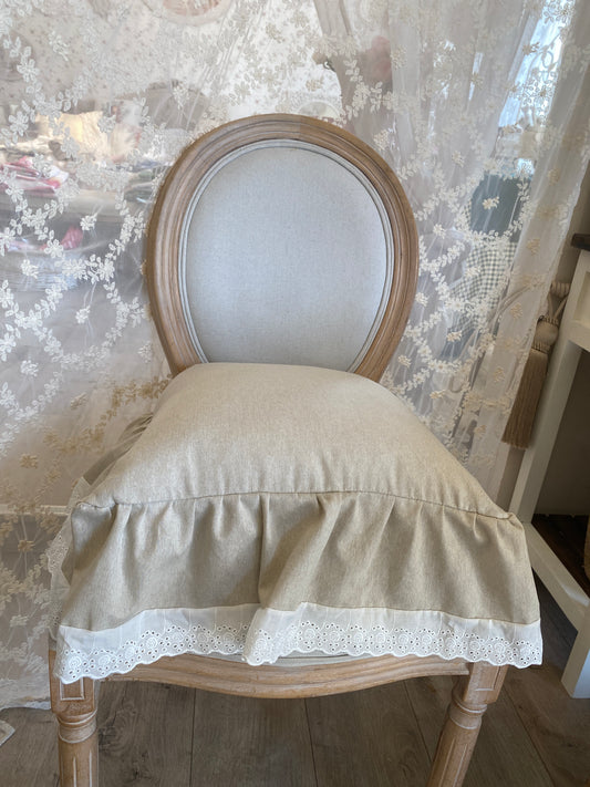 Cuscino sedia 100% cotone Panama misura 45x45+12 la balza colore sabbia