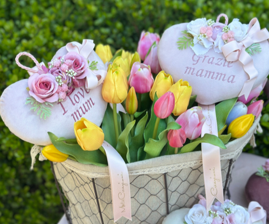 CUORE VELVET CON RICAMO FESTA DELLA MAMMA