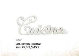 ISCRITTA CUISINE L'ARTE DI NACCHI  legno bianco 45,5x2,5x15,5 cm   501/BG