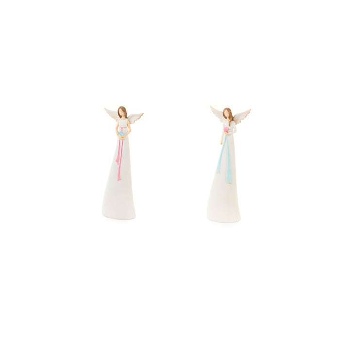 ANGELI CON UCCELLINI E CUORE  H 20CM CY250115