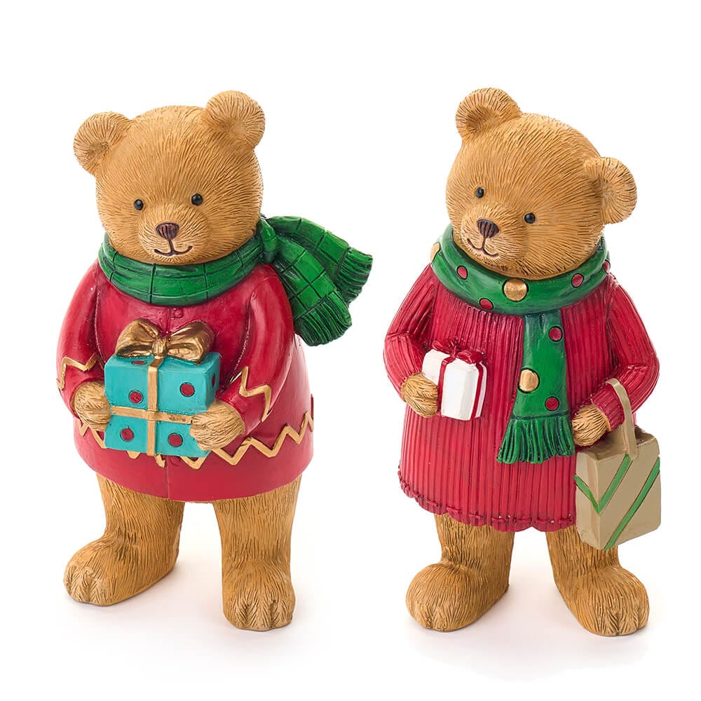 Nuvole di Stoffa Coppia Orsetti Natale Resina   15,5 x 8,5 x 7,5 cm