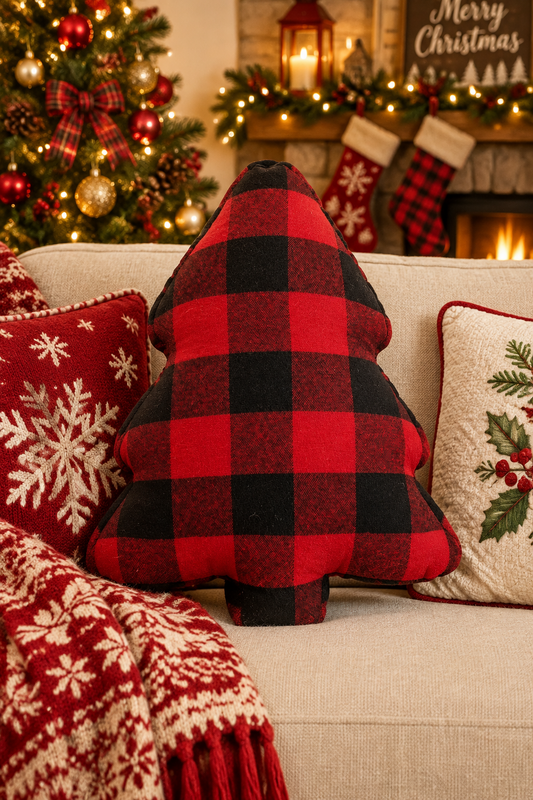 CUSCINO ALBERO, TESSUTO SCOZZESE, MISURA 30 × 45 IN PROMO 15 €