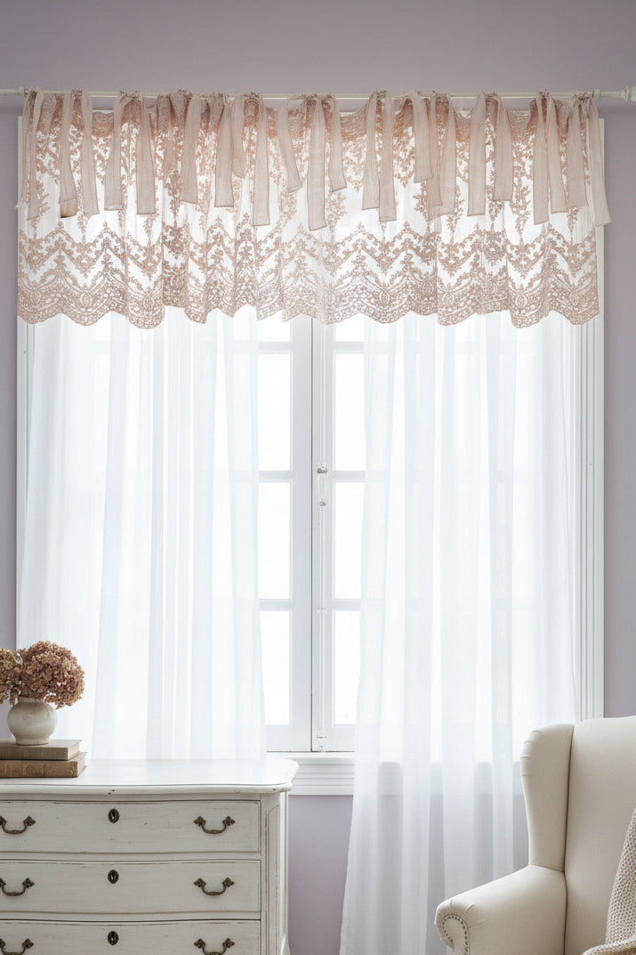 Mantovana pizzo simposio Chezmoy misura 1,60 x 60 polvere di cipria ￼