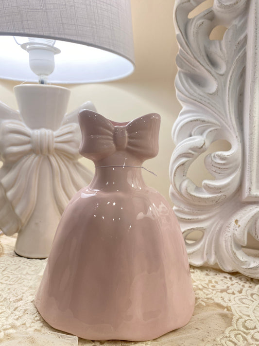 Vaso decorativo in ceramica con fiocco ad abito 15x17x21cm