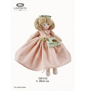 BAMBOLA DI STOFFA ROSA MEDIA - 28 CM