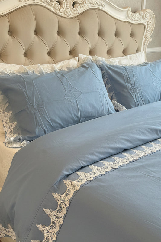 Lenzuola matrimoniale con coppia di federe Officina Tessile con pizzo romantico, colore carta da