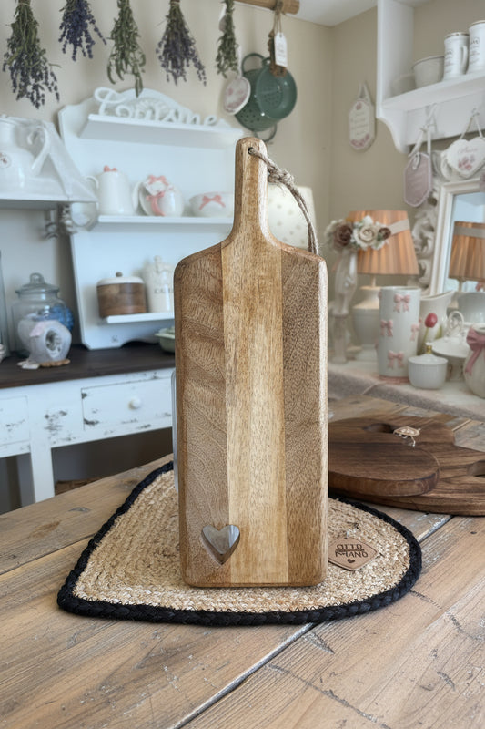 Tagliere in legno di acacia misura 40x14 con cuore
