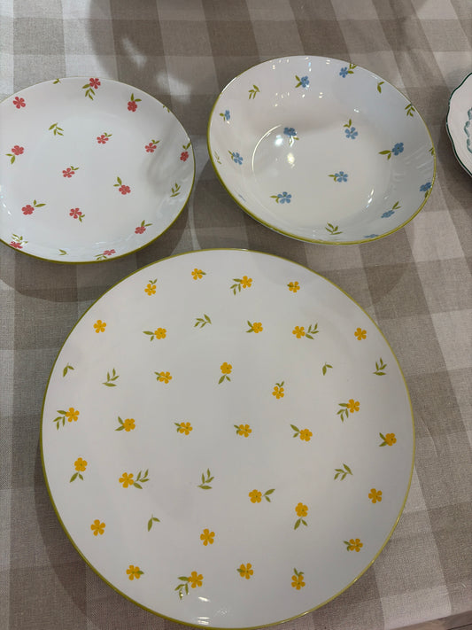 Servizio di Piatti in porcellana 18 pezzi Piano fondo dessert un servizio di Piatti molto elegante con floreale ￼