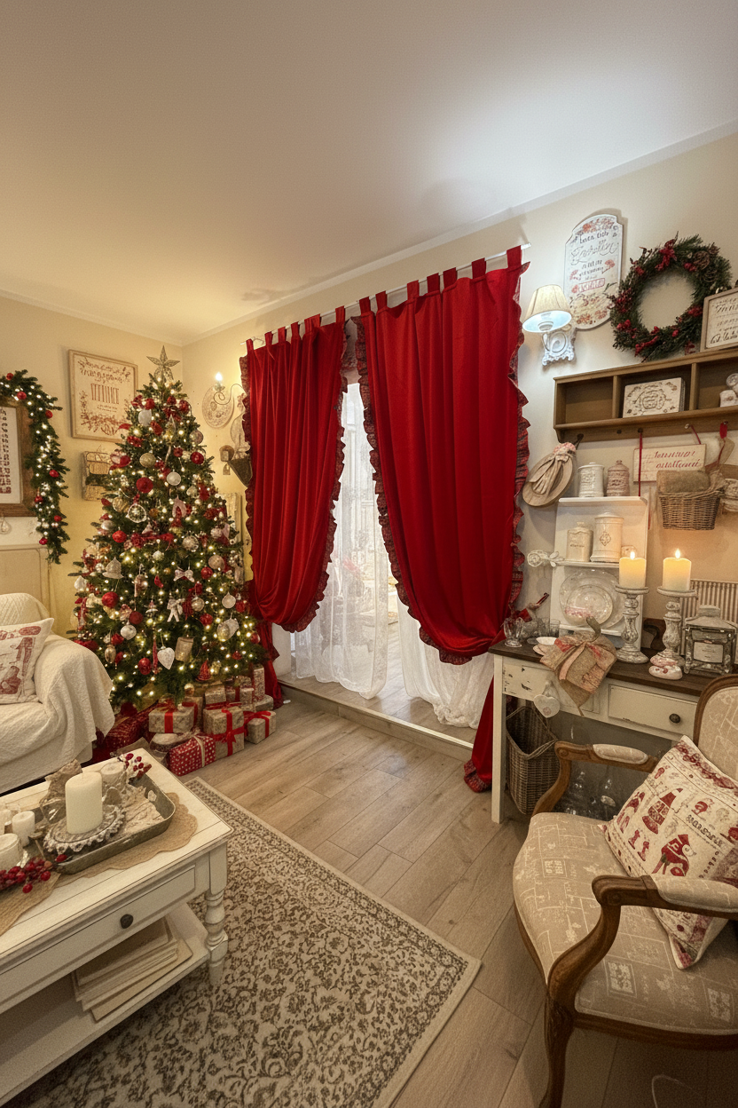 Telo tenda in velluto con balze in tartan misura 150x300 colore Rosso con ferma tenda incluso €47 1 solo telo
