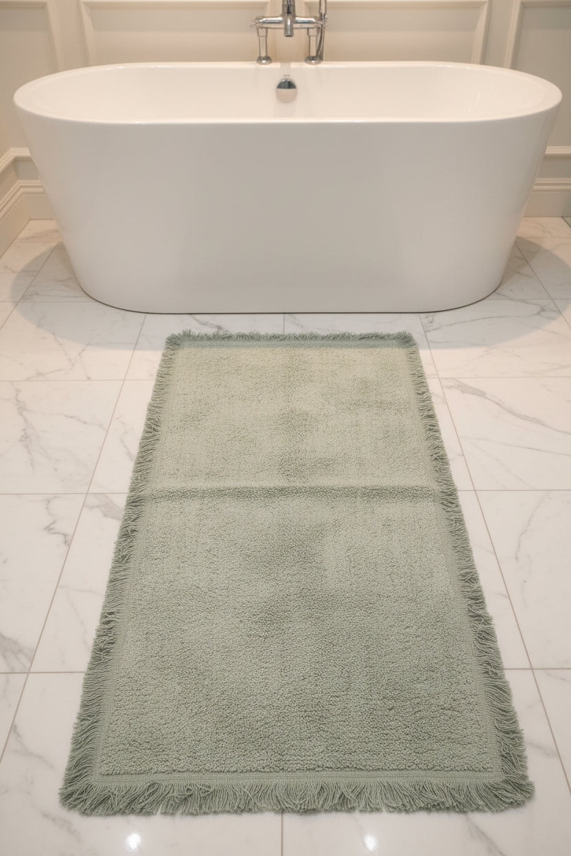 Tappeto con frange Blanc Mariclo misura 50x10 colore verde salvia