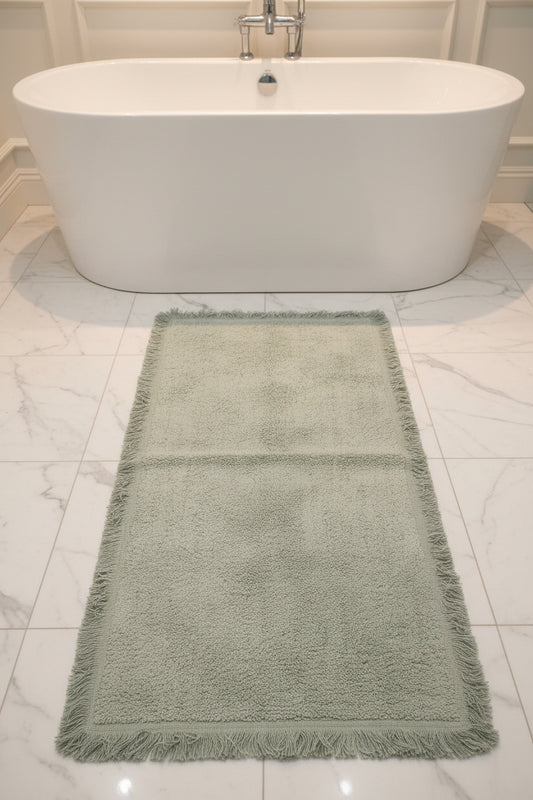 Tappeto con frange Blanc Mariclo misura 50x10 colore verde salvia