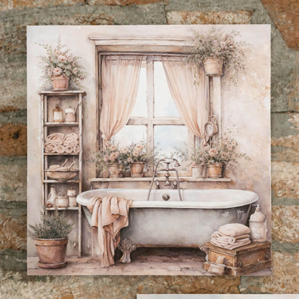 Nuvole di Stoffa Quadro Canvas Bagno Rosa 30×30